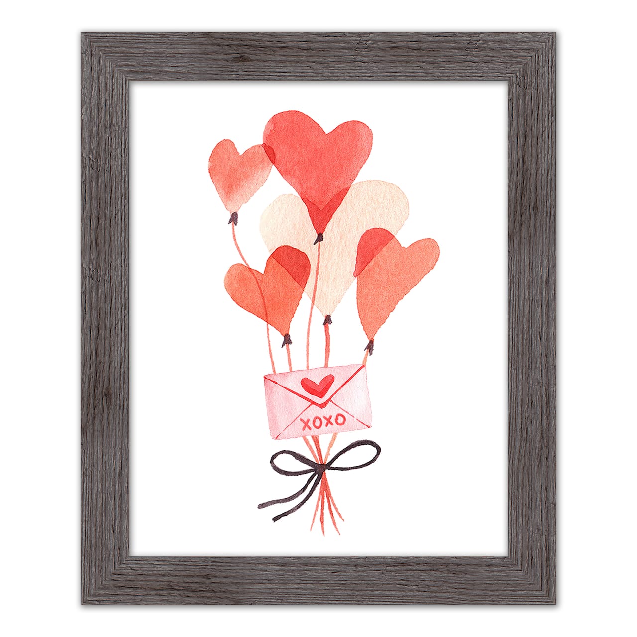 Valentine's Balloon Note Western Gray Framed Print